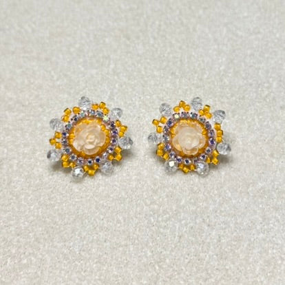 Post Earrings - Orange Rose