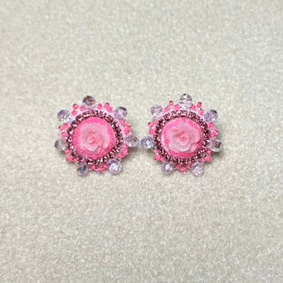 Post Earrings - Pink Rose